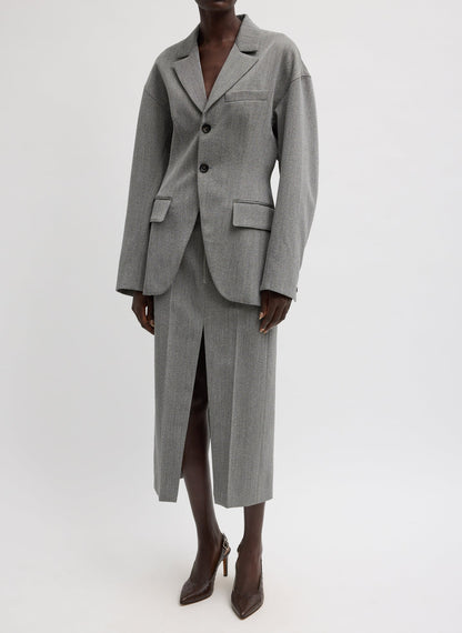 Tibi Structured Wool Zip Front Midi Trouser Skirt