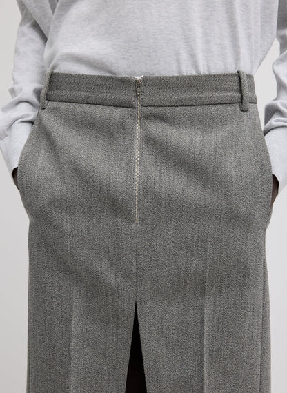 Tibi Structured Wool Zip Front Midi Trouser Skirt