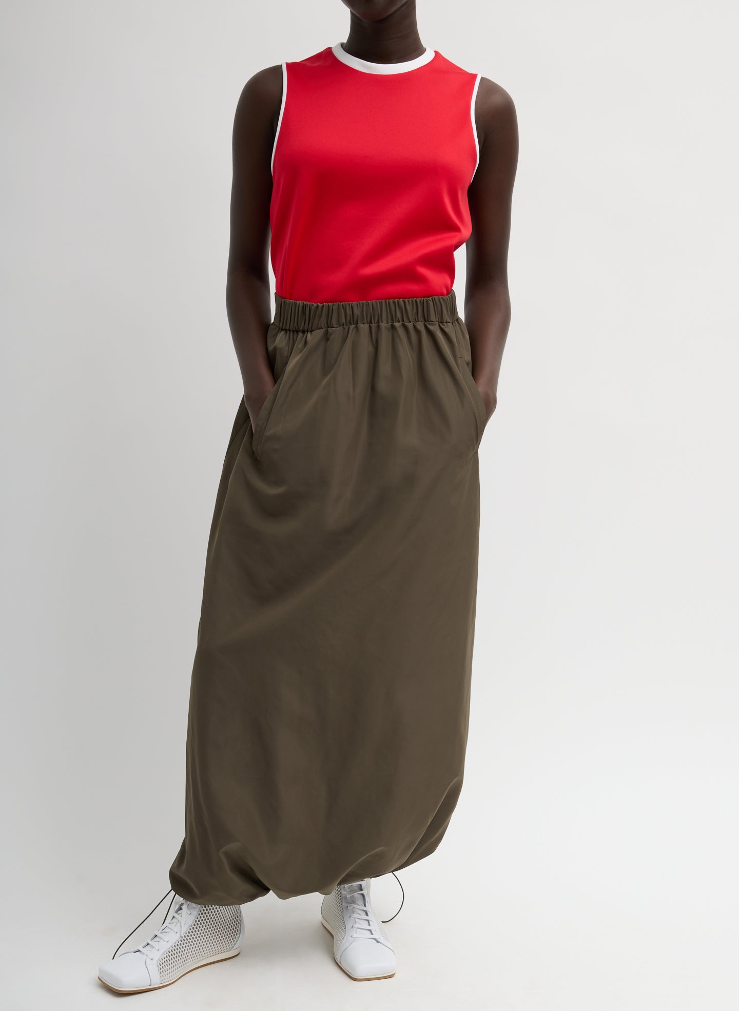 Tibi Italian Sporty Nylon Maxi Anorak Skirt