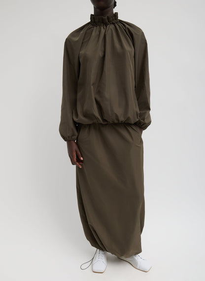 Tibi Italian Sporty Nylon Maxi Anorak Skirt