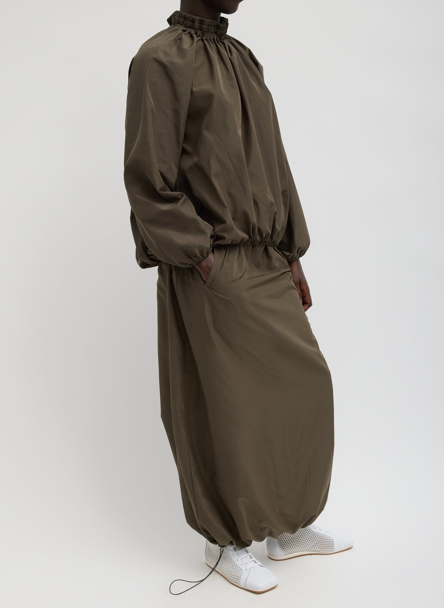 Tibi Italian Sporty Nylon Maxi Anorak Skirt