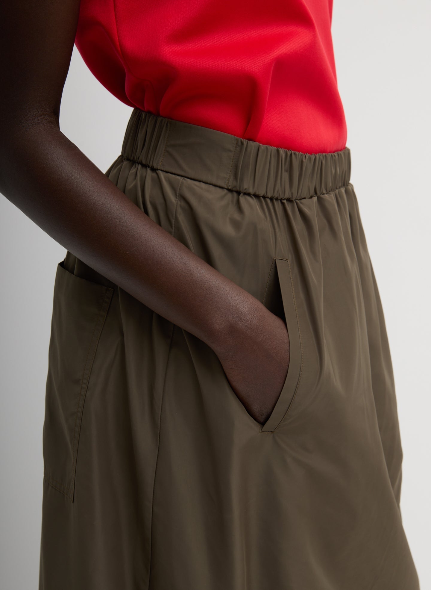 Tibi Italian Sporty Nylon Maxi Anorak Skirt