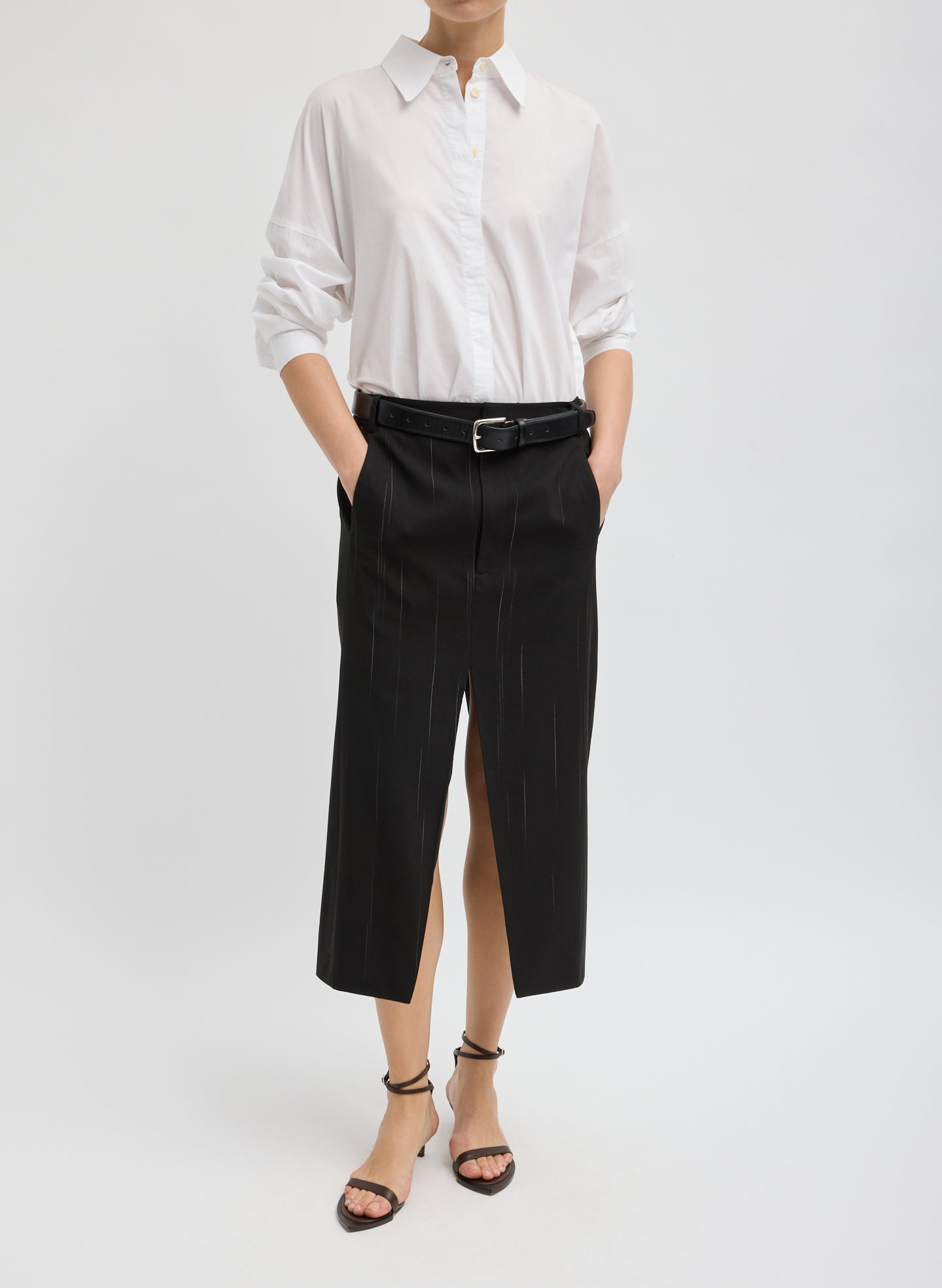 Tibi Viscose Suiting Midi Trouser Skirt