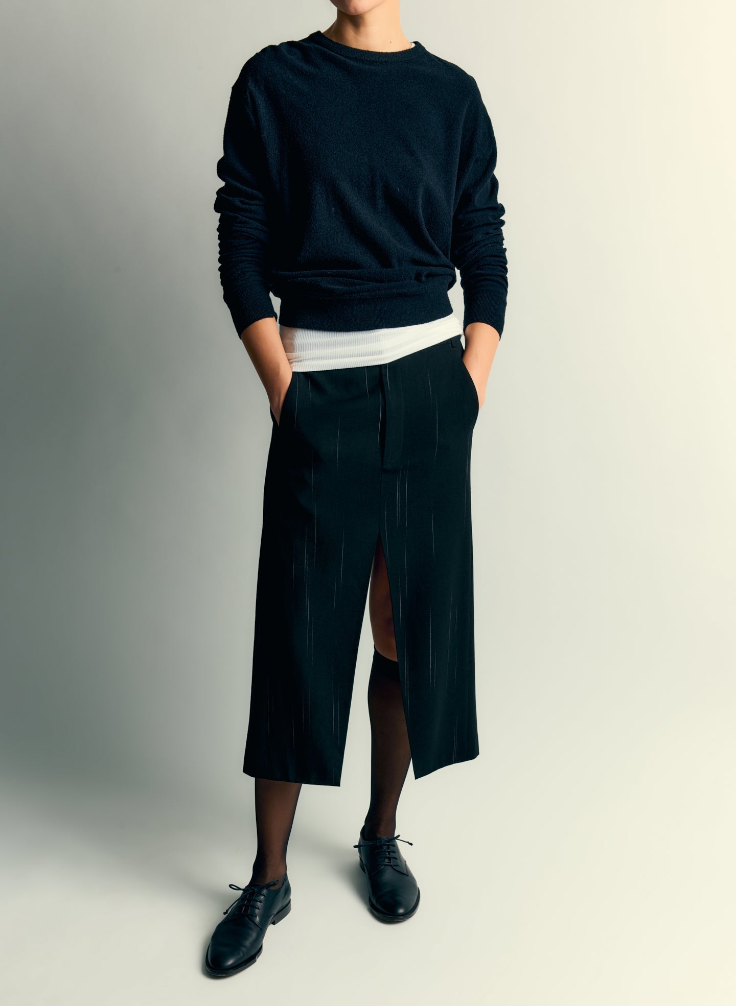 Tibi Viscose Suiting Midi Trouser Skirt