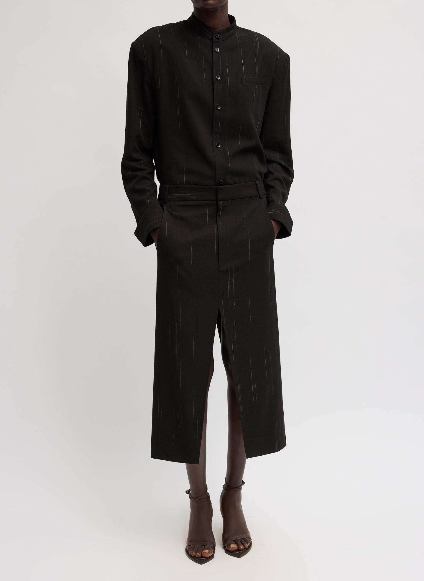 Tibi Viscose Suiting Midi Trouser Skirt