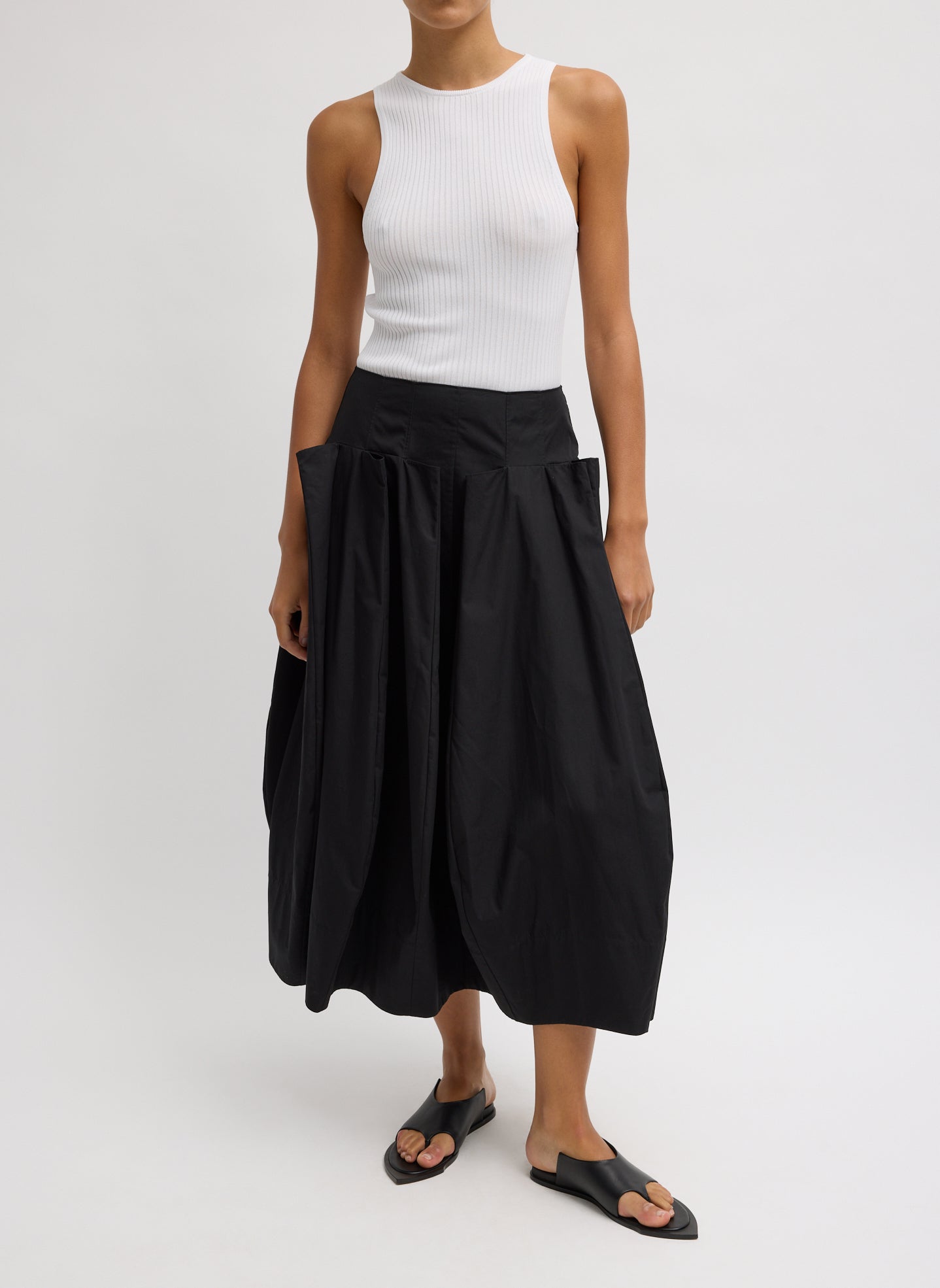 Tibi Compact Eco Poplin Pinched Pleat Full Skirt