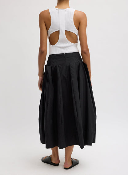 Tibi Compact Eco Poplin Pinched Pleat Full Skirt