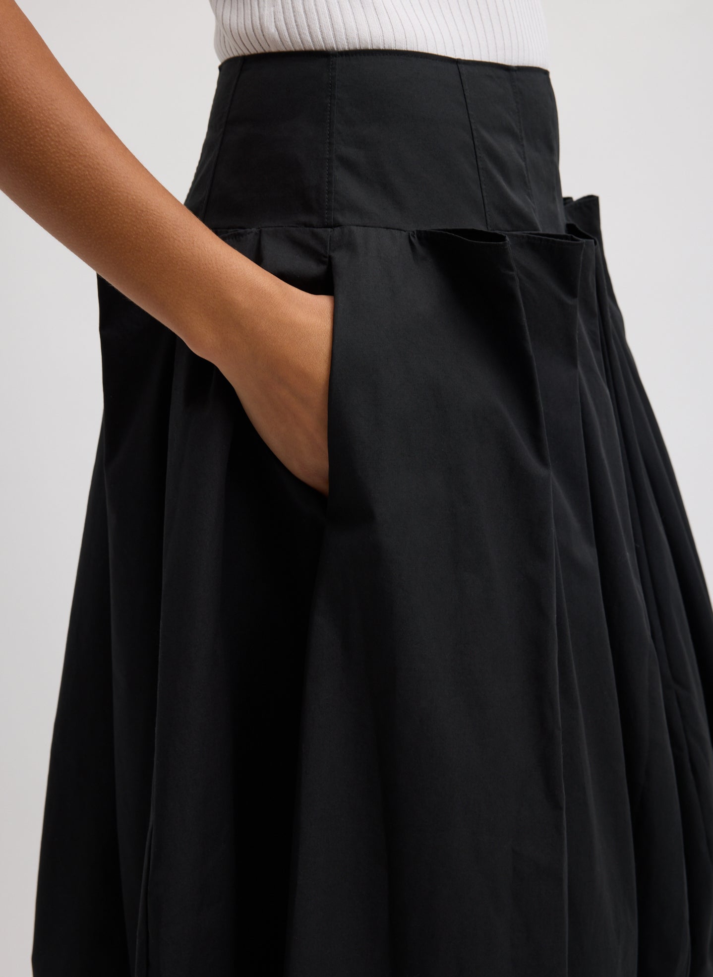 Tibi Compact Eco Poplin Pinched Pleat Full Skirt