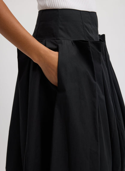 Tibi Compact Eco Poplin Pinched Pleat Full Skirt
