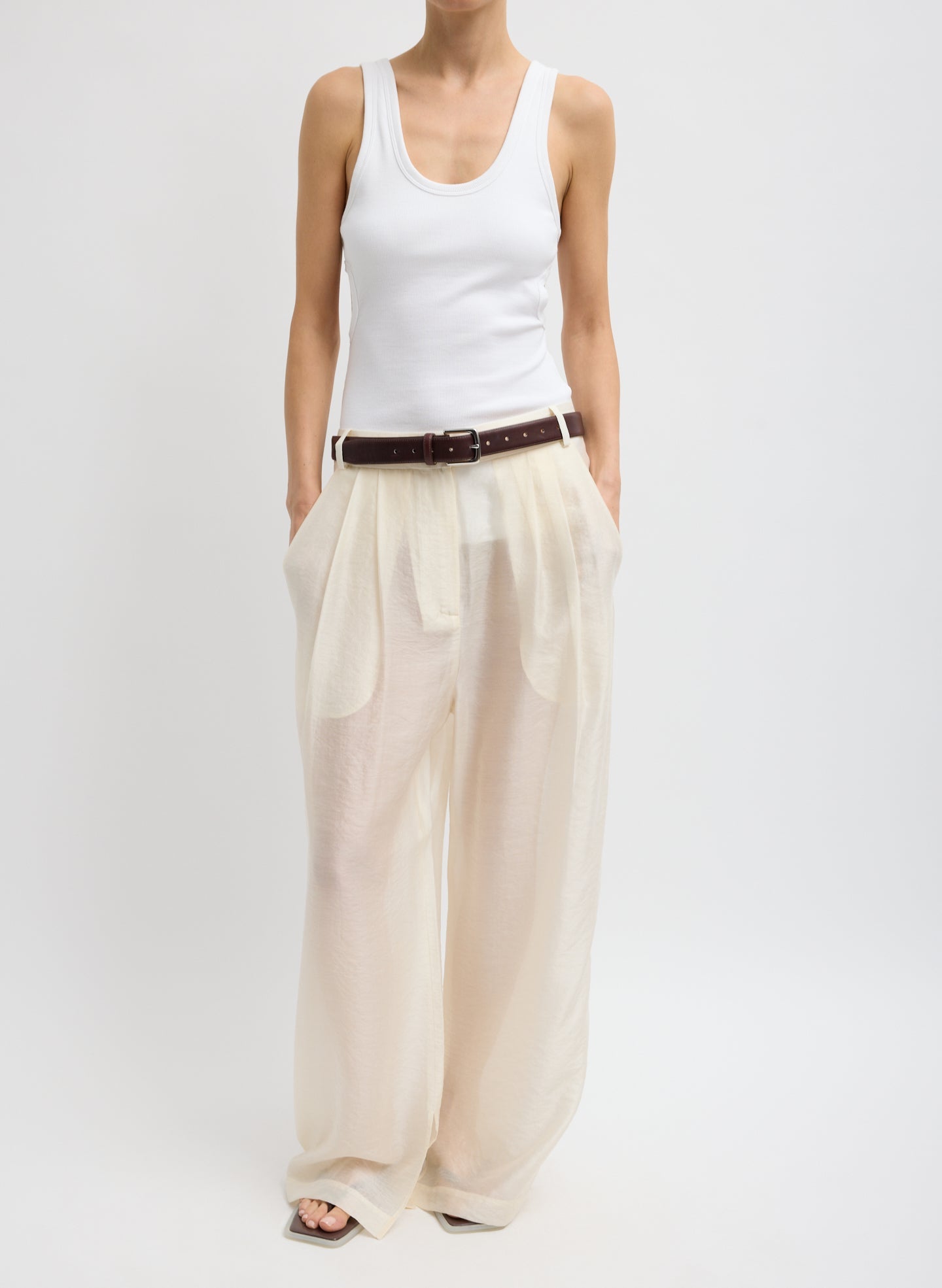 Tibi Summer Voile Stella Pant With Slit Detail