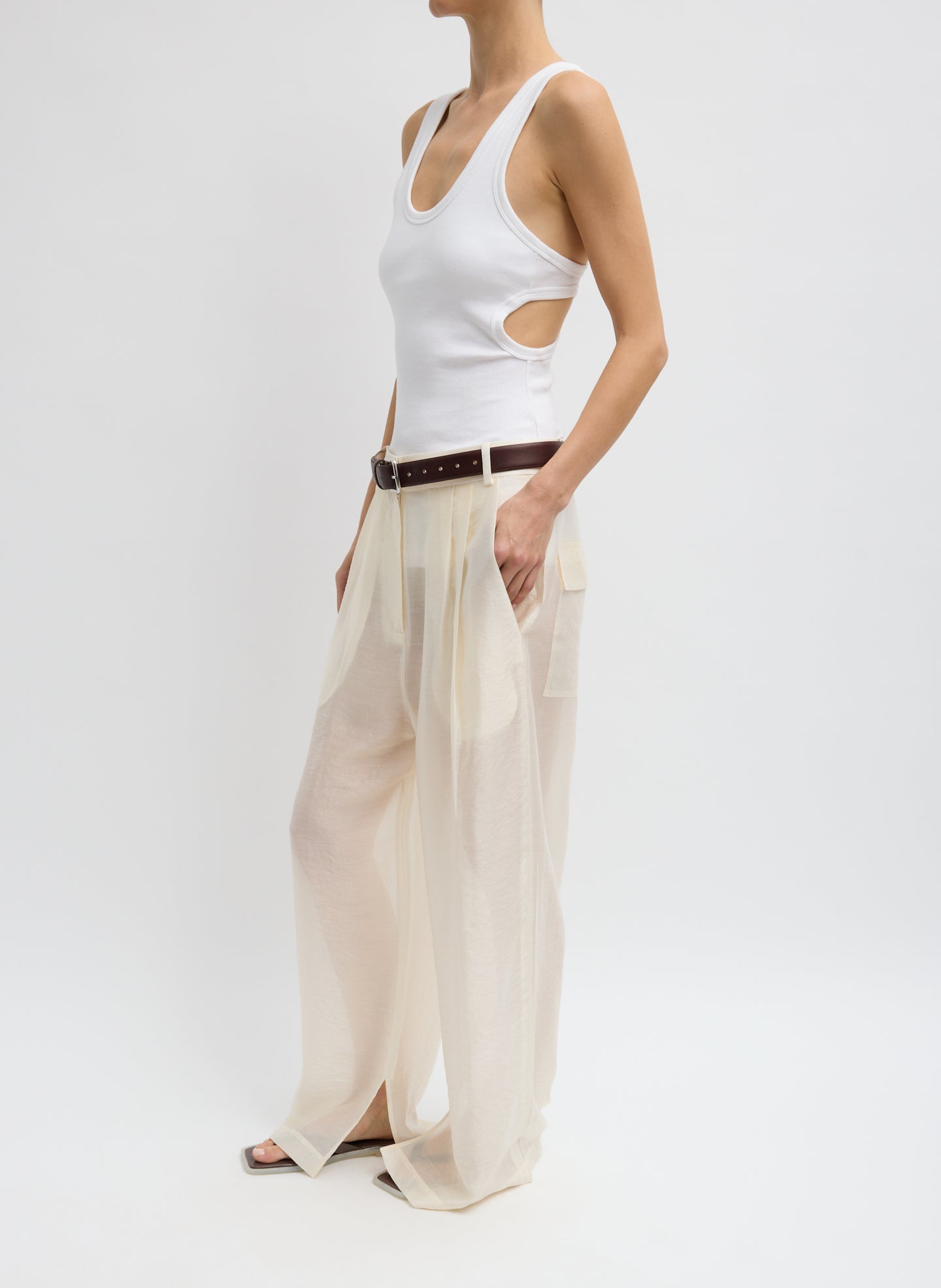 Tibi Summer Voile Stella Pant With Slit Detail