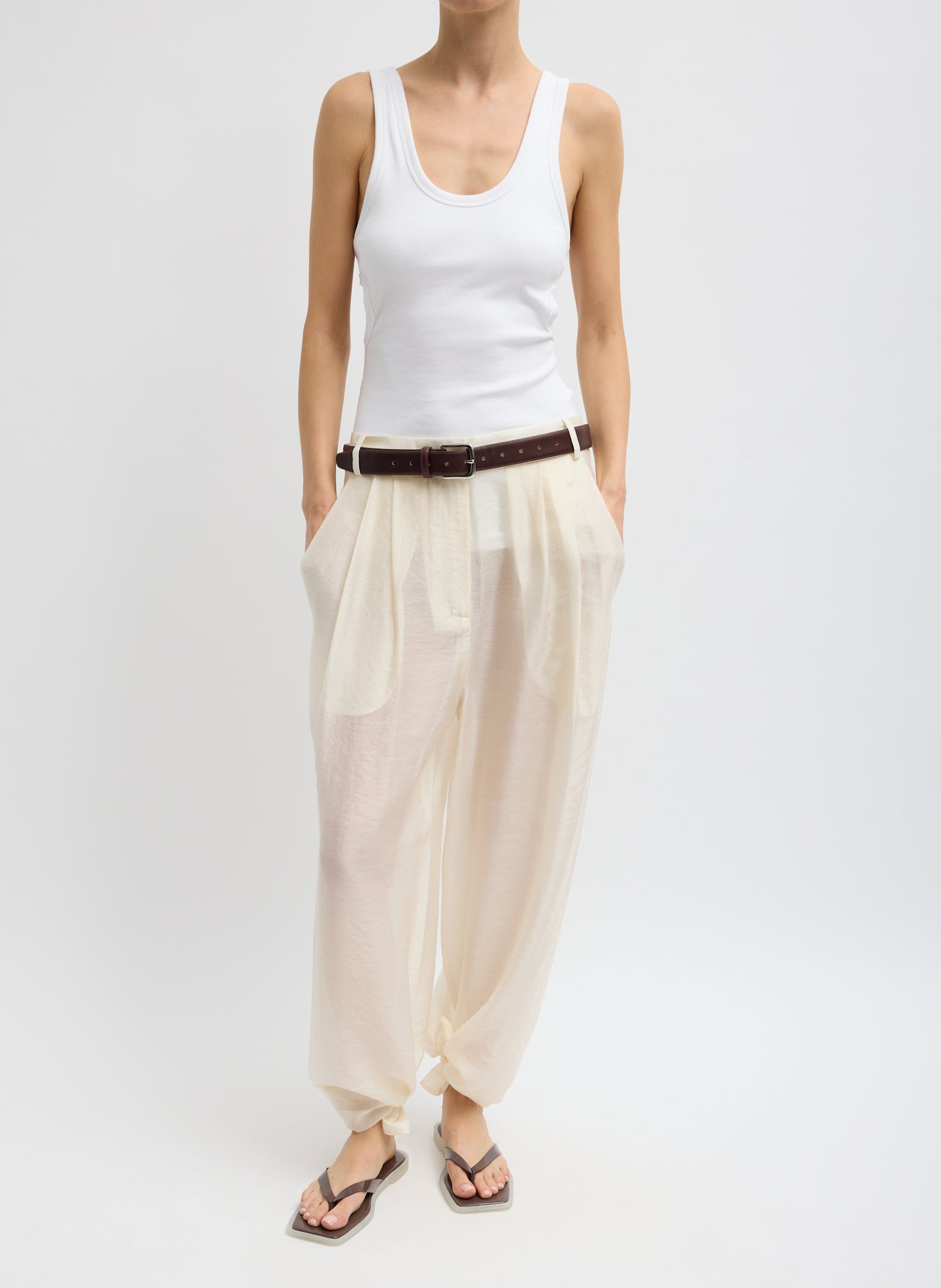 Tibi Summer Voile Stella Pant With Slit Detail