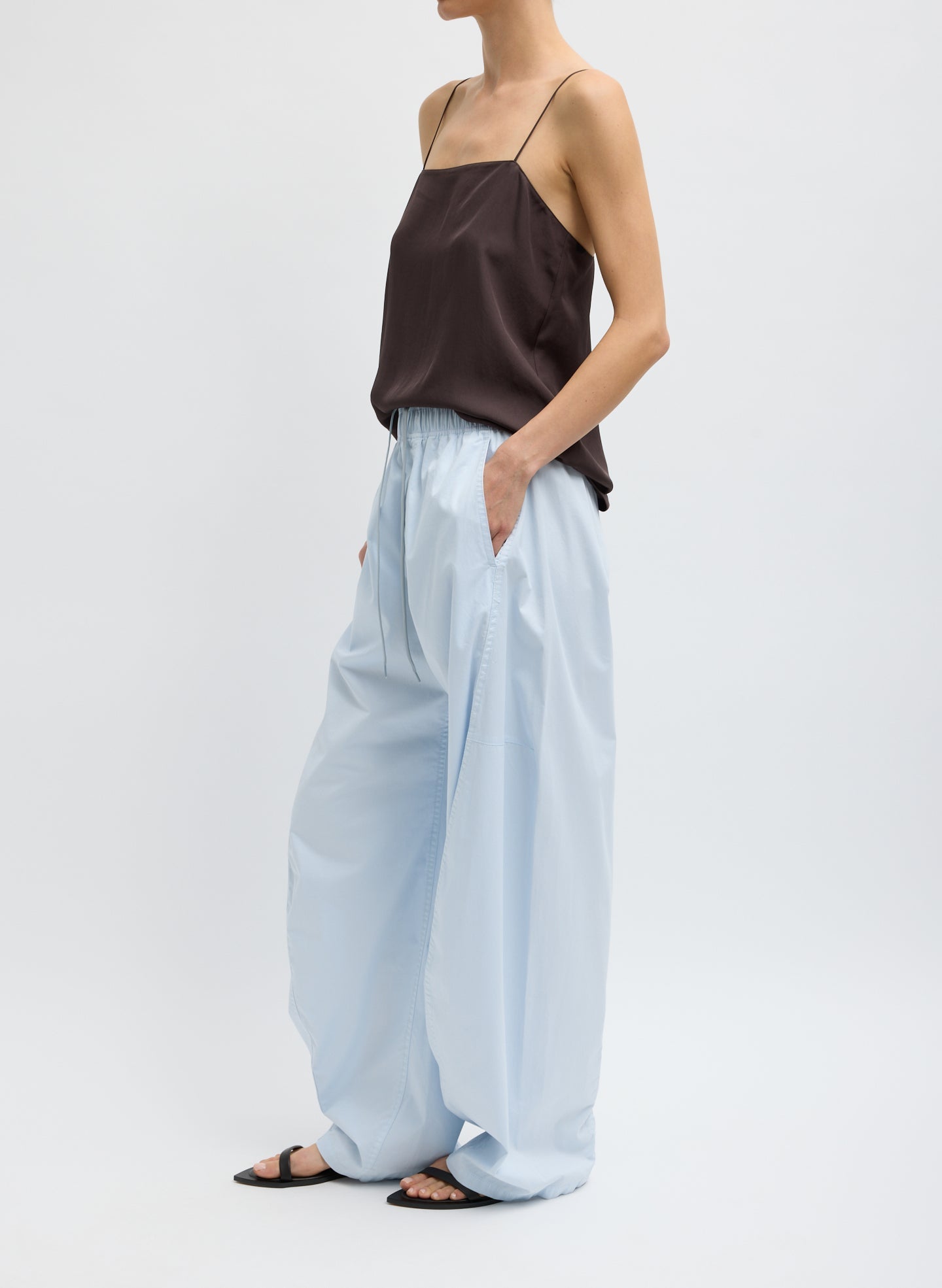Tibi Garment Dyed Silky Cotton Winslow Pull On Pant