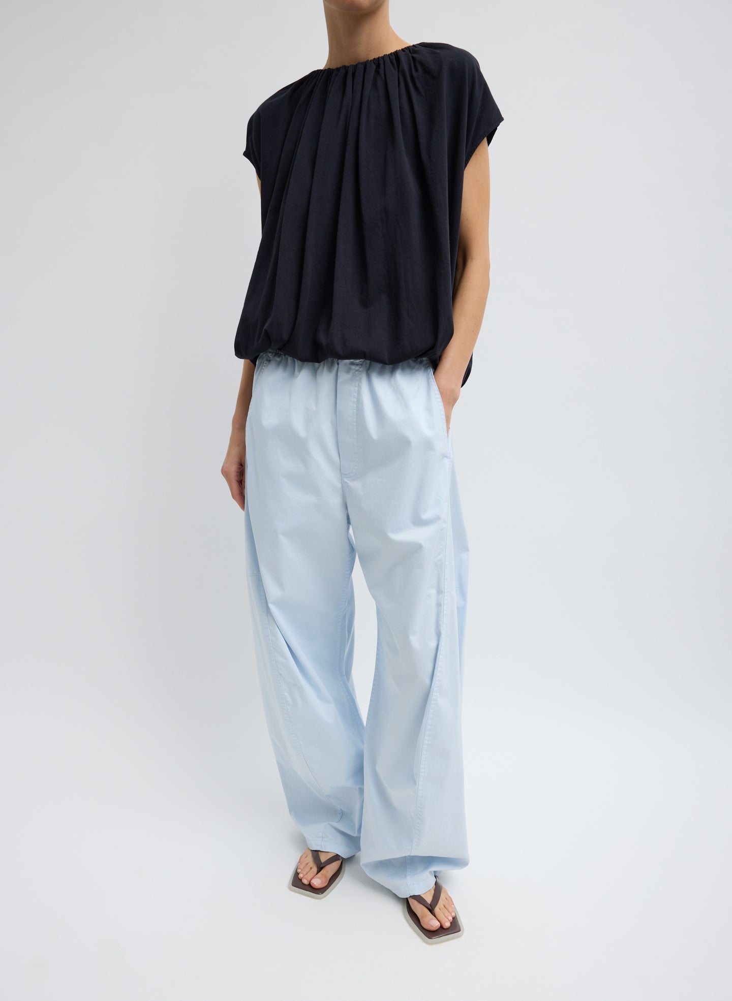 Tibi Garment Dyed Silky Cotton Winslow Pull On Pant