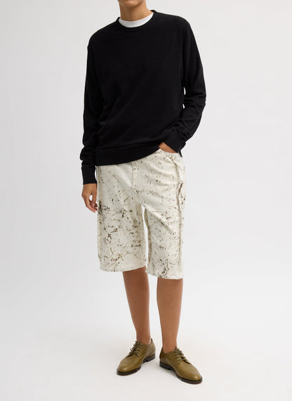 Tibi Calcimin Denim Tuck Jean Shorts