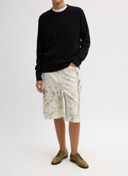 Tibi Calcimin Denim Tuck Jean Shorts
