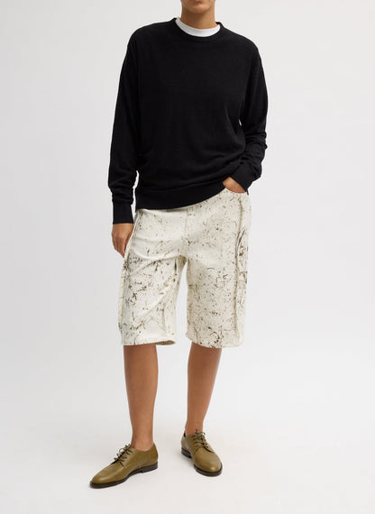 Tibi Calcimin Denim Tuck Jean Shorts