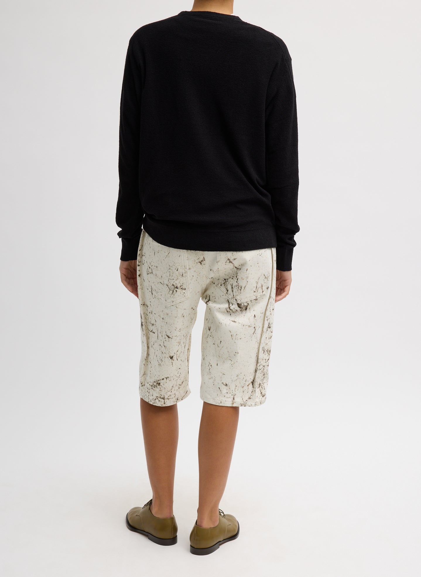Tibi Calcimin Denim Tuck Jean Shorts