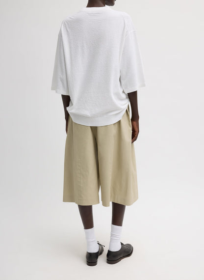 Tibi Luxe Spring Twill Tucked Pleated Wide Leg Short
