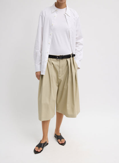 Tibi Luxe Spring Twill Tucked Pleated Wide Leg Short
