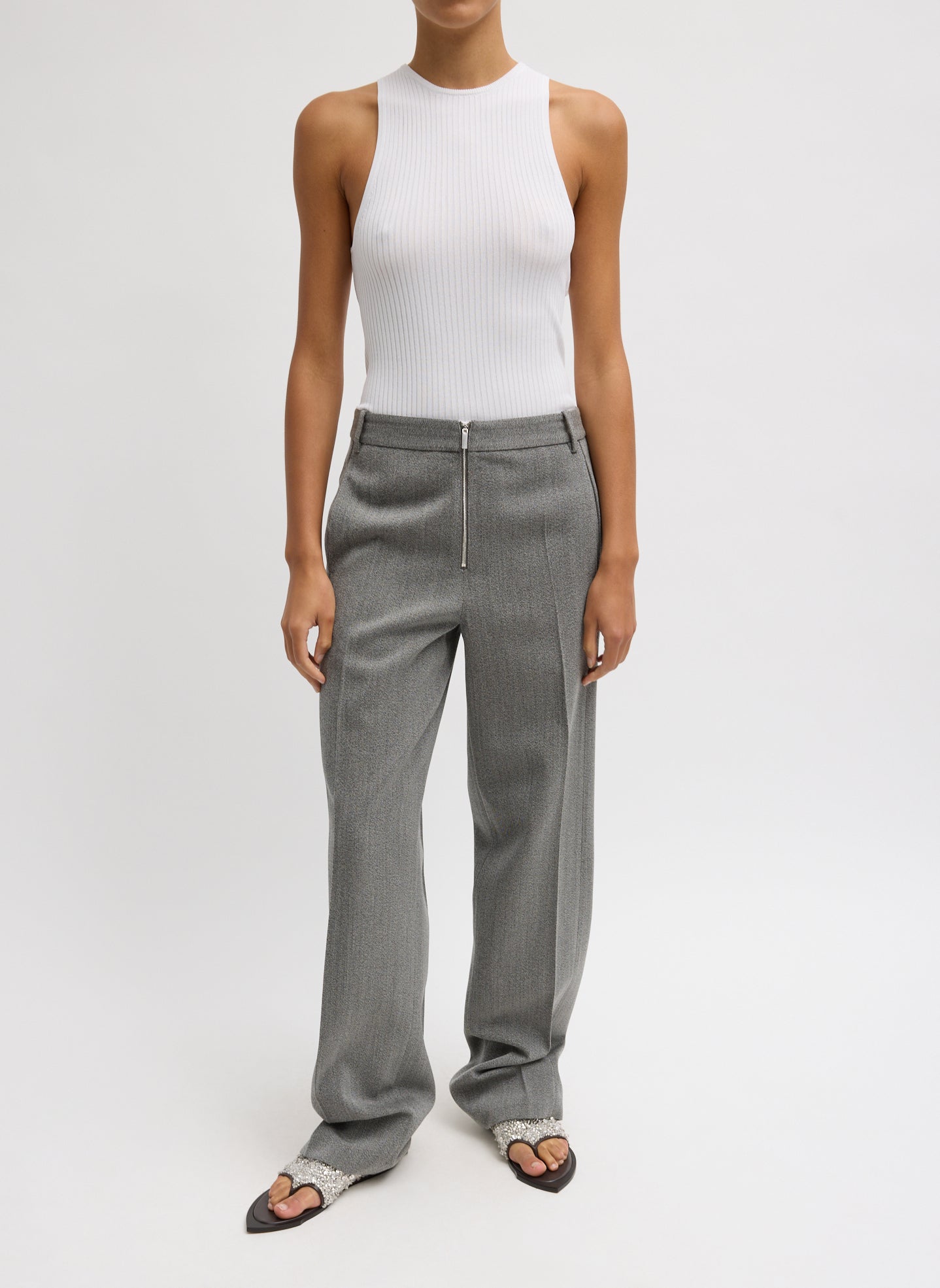 Tibi Structured Wool Zip Front Trouser