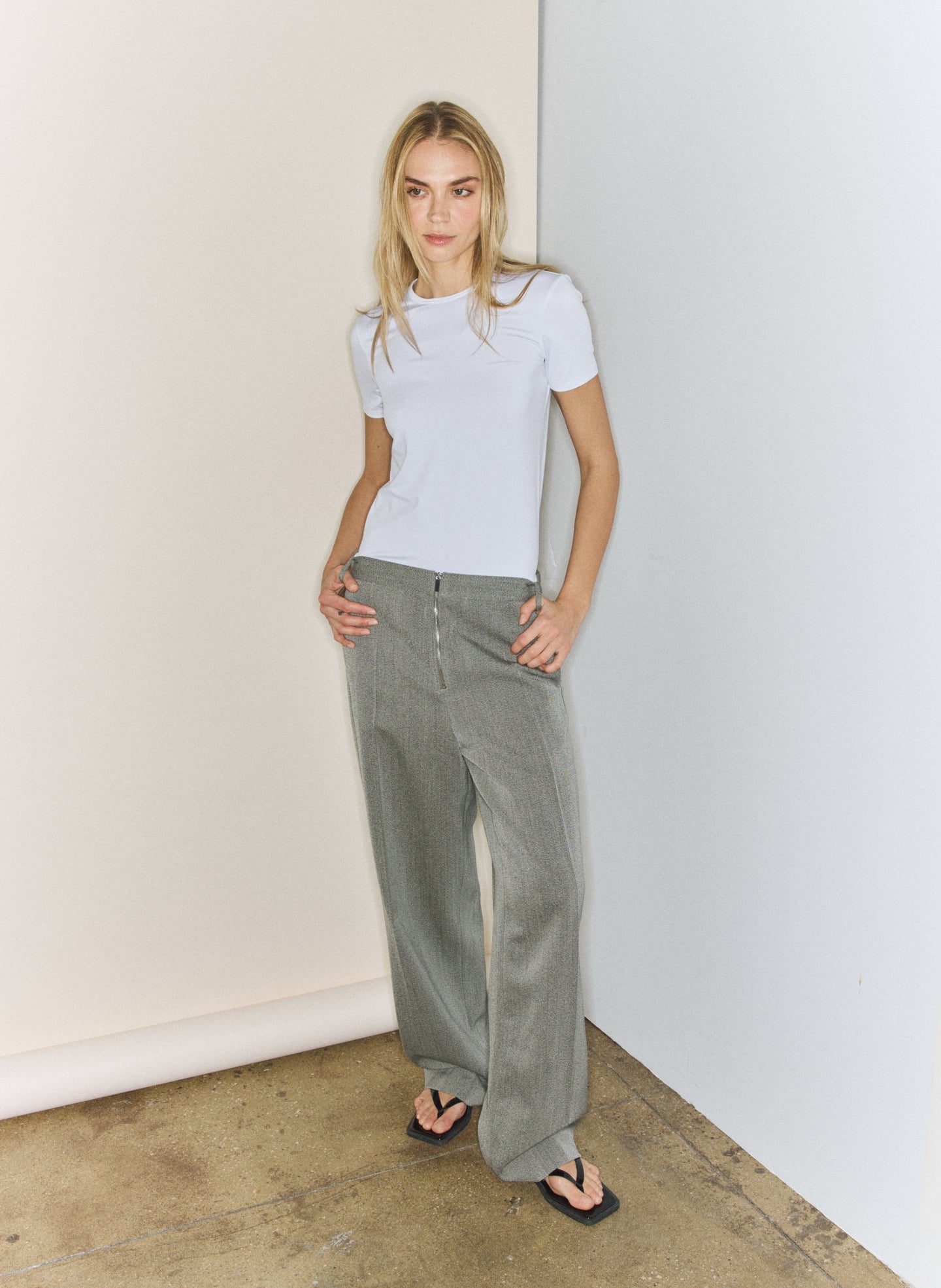 Tibi Structured Wool Zip Front Trouser