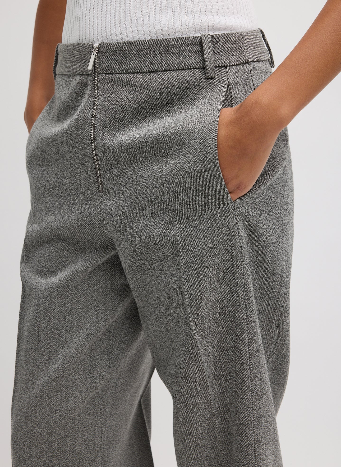 Tibi Structured Wool Zip Front Trouser