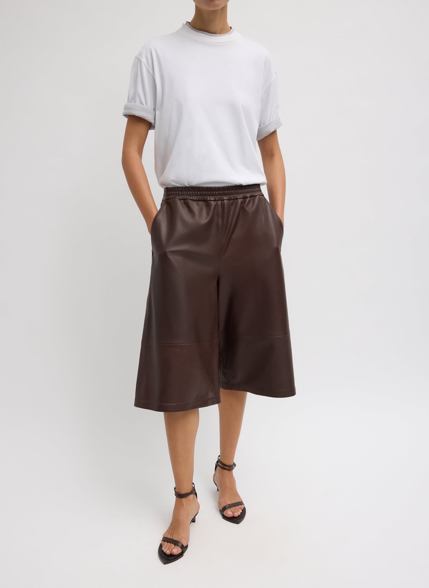 Tibi Leather Relaxed Long Short