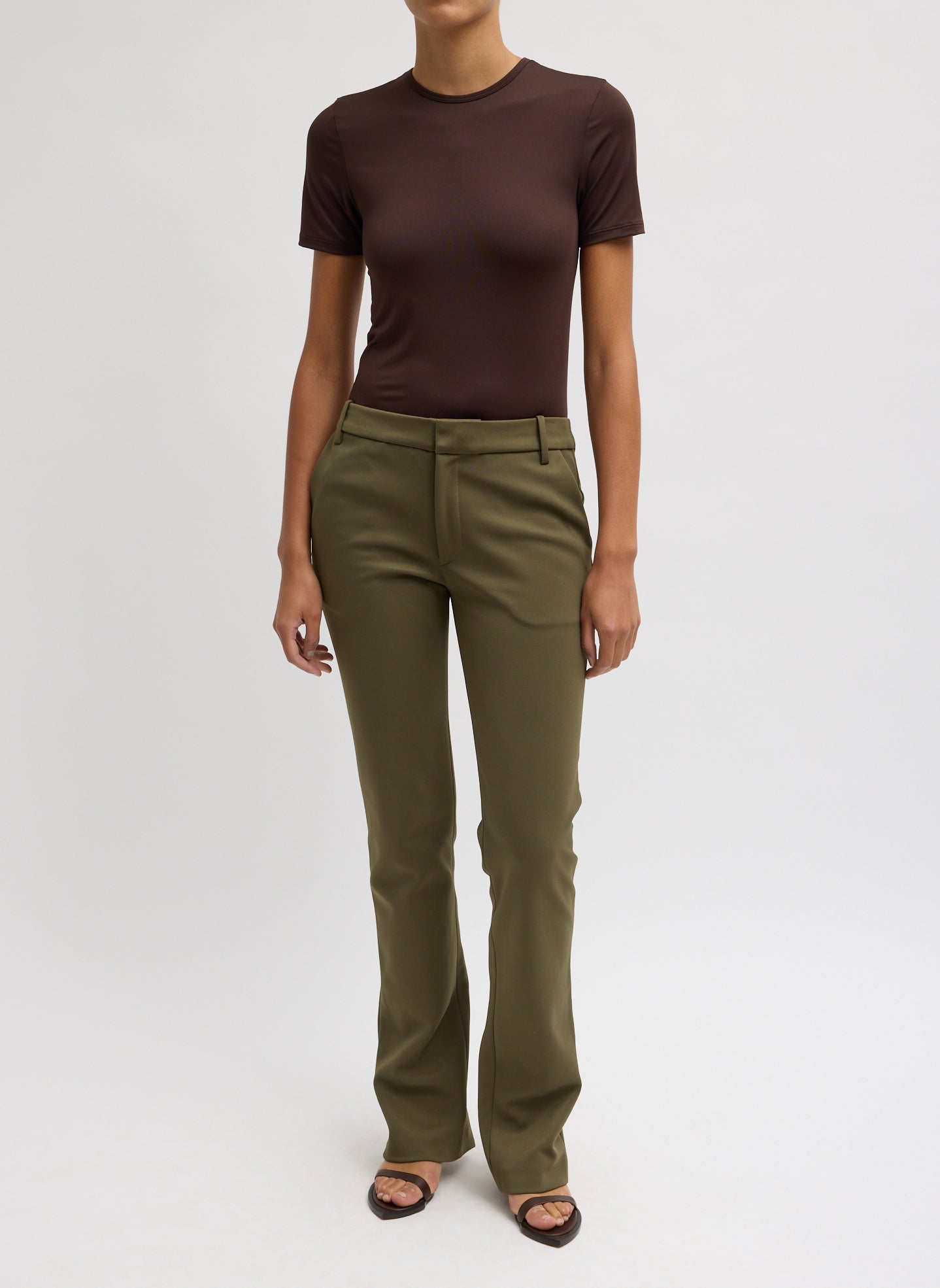 Tibi Spring Bonded Twill Elfie Trousers With Slits