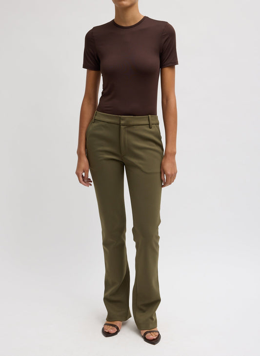 Tibi Spring Bonded Twill Elfie Trousers With Slits