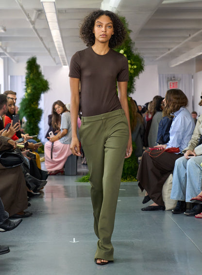 Tibi Spring Bonded Twill Elfie Trousers With Slits