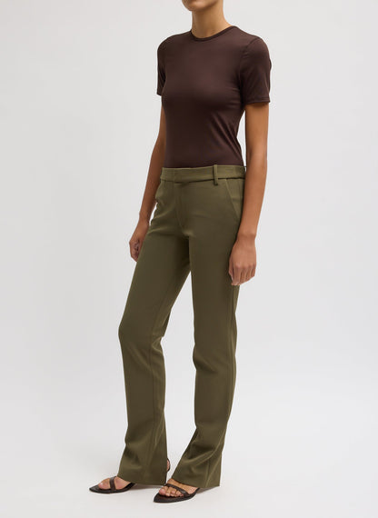 Tibi Spring Bonded Twill Elfie Trousers With Slits