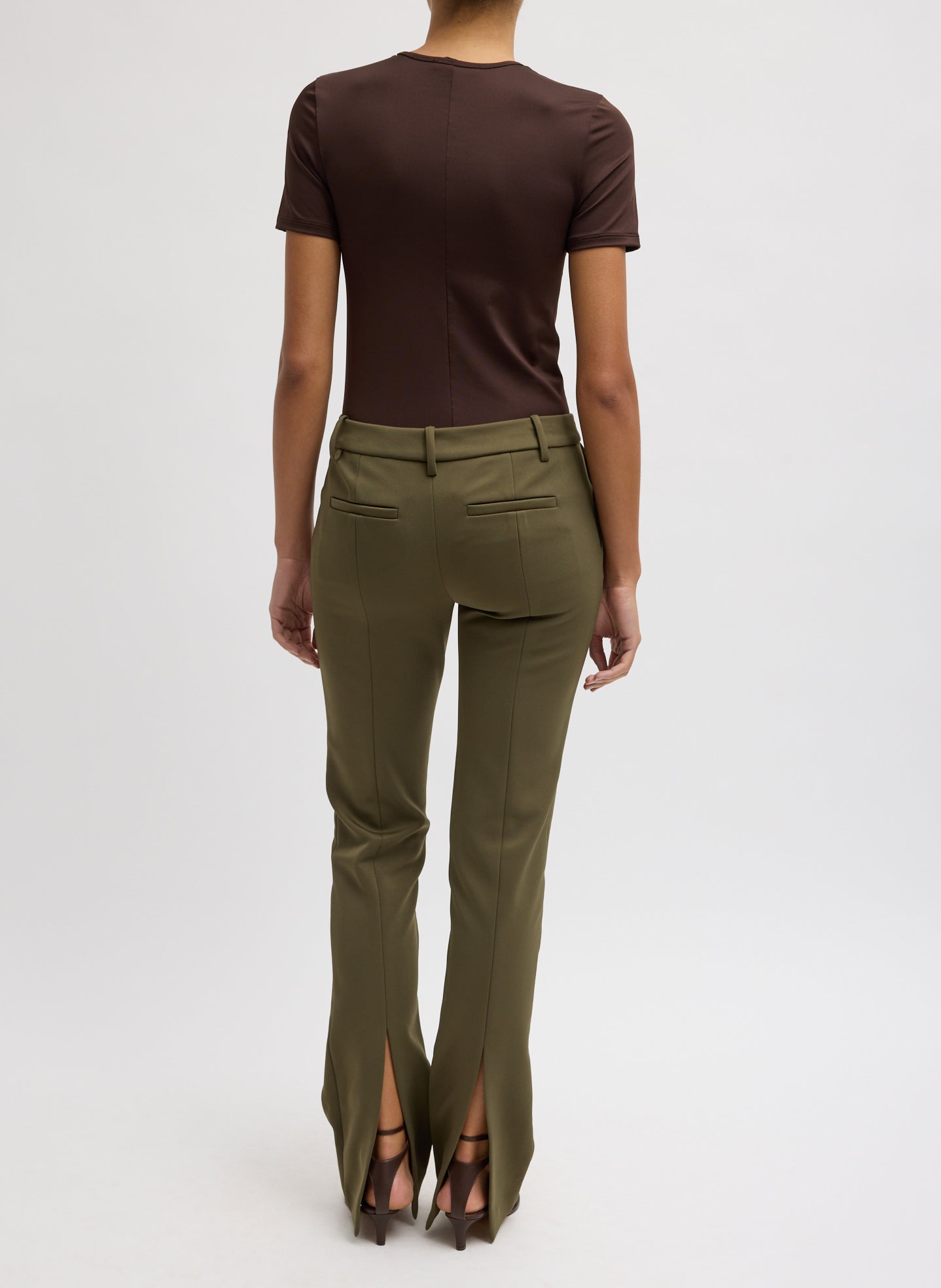 Tibi Spring Bonded Twill Elfie Trousers With Slits