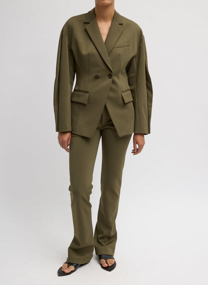 Tibi Spring Bonded Twill Elfie Trousers With Slits