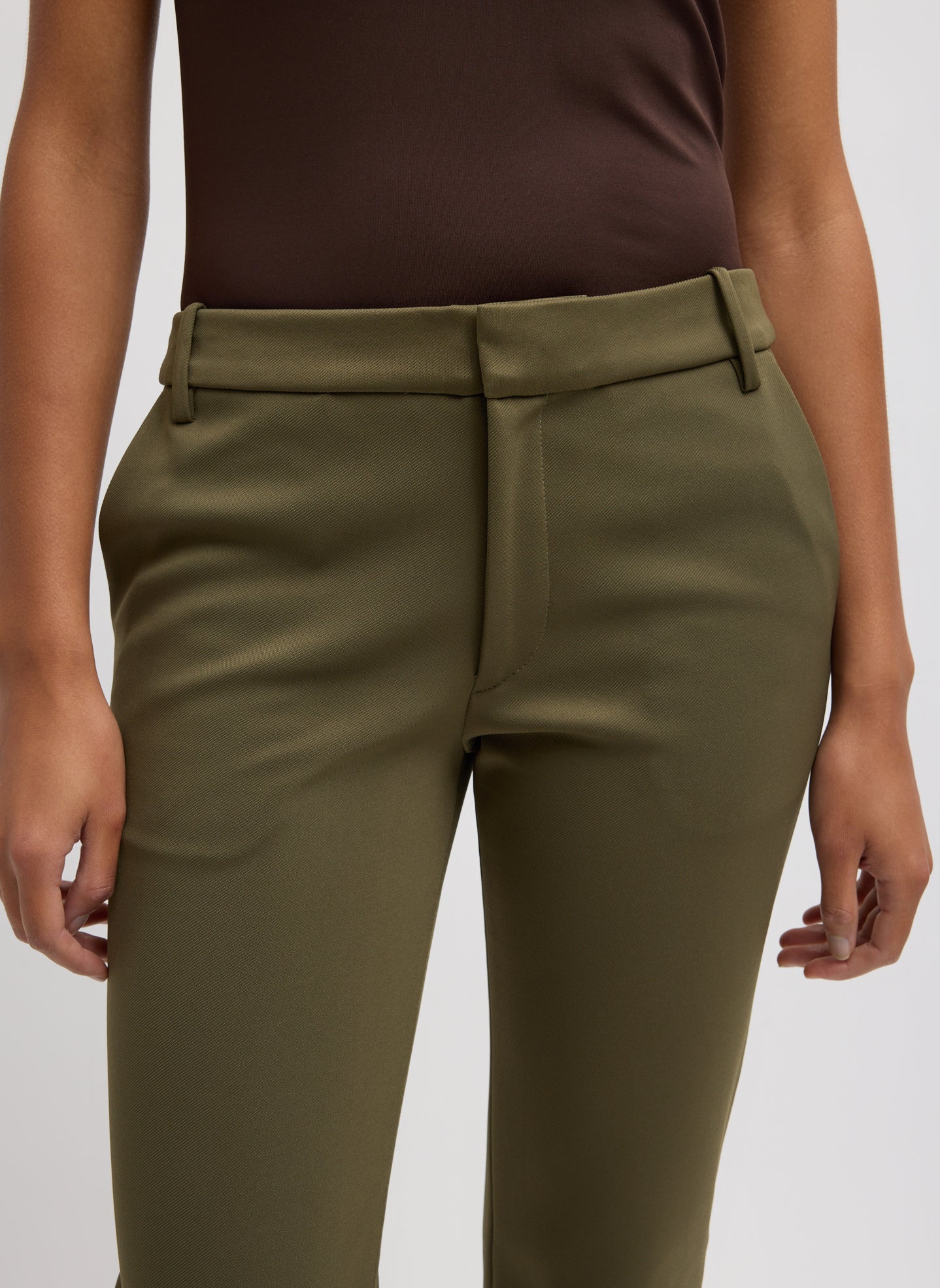 Tibi Spring Bonded Twill Elfie Trousers With Slits