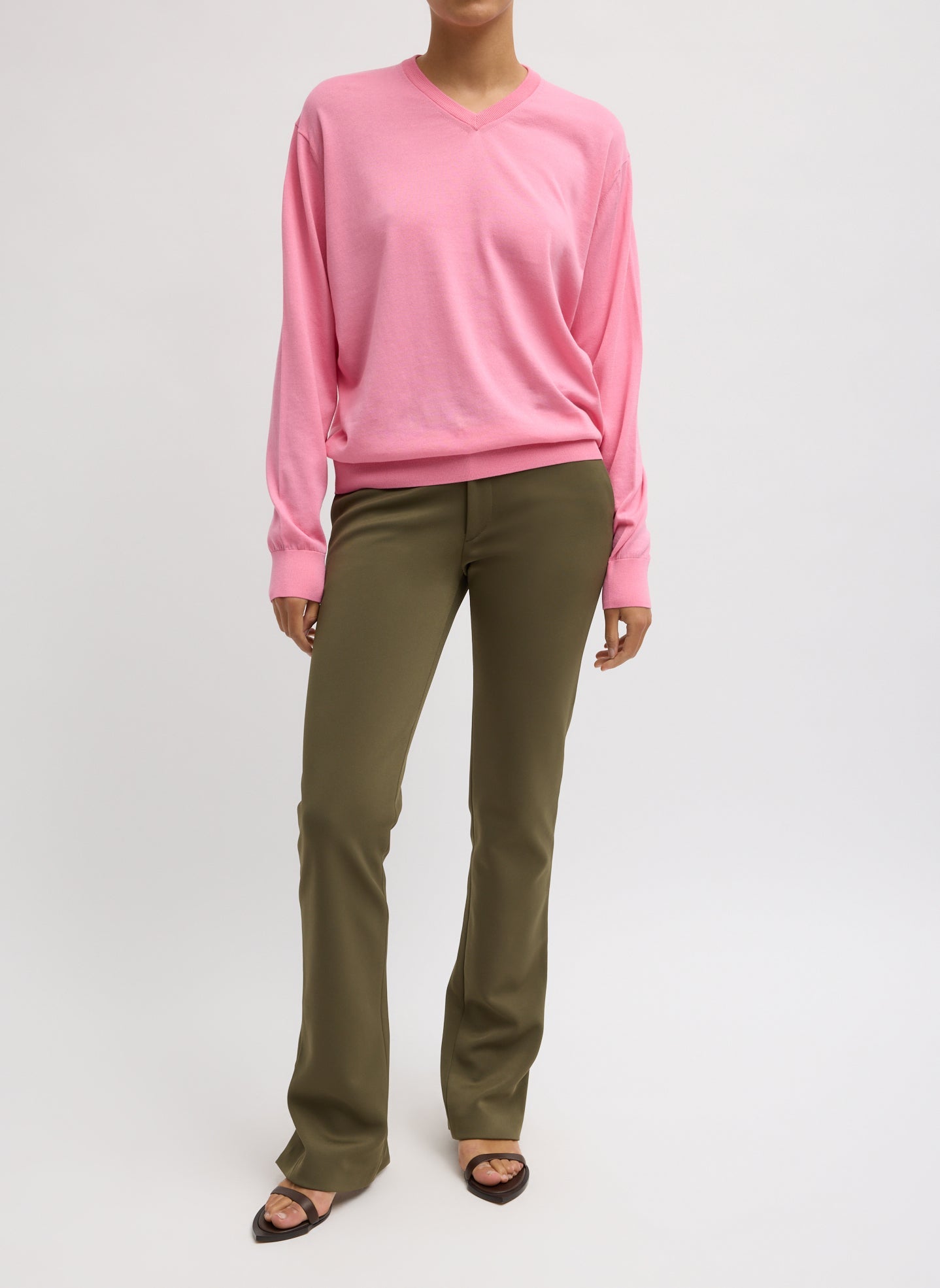 Tibi Spring Bonded Twill Elfie Trousers With Slits