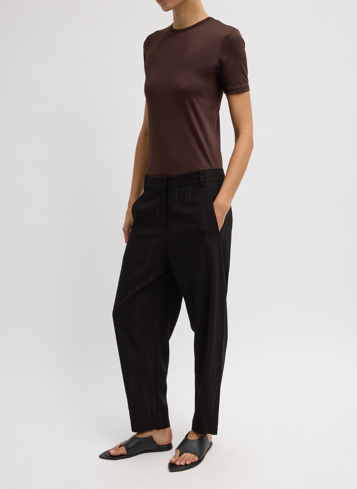 Tibi Viscose Suiting Reese Curved Ankle Pant