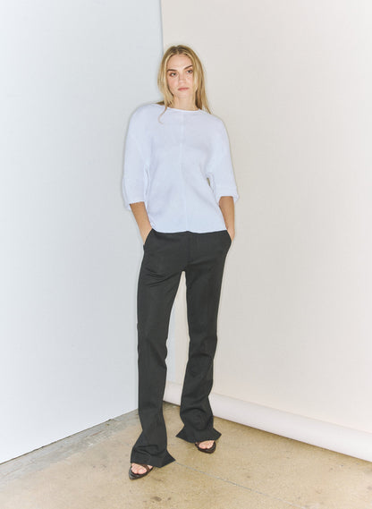 Tibi Spring Bonded Twill Elfie Trousers With Slits