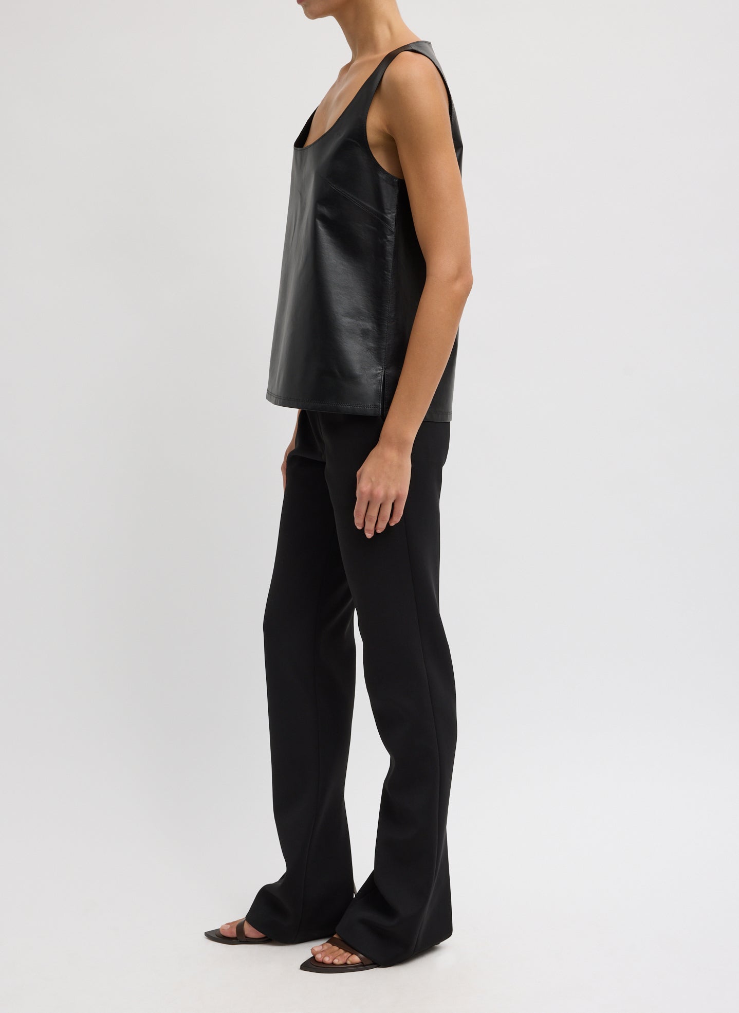 Tibi Spring Bonded Twill Elfie Trousers With Slits