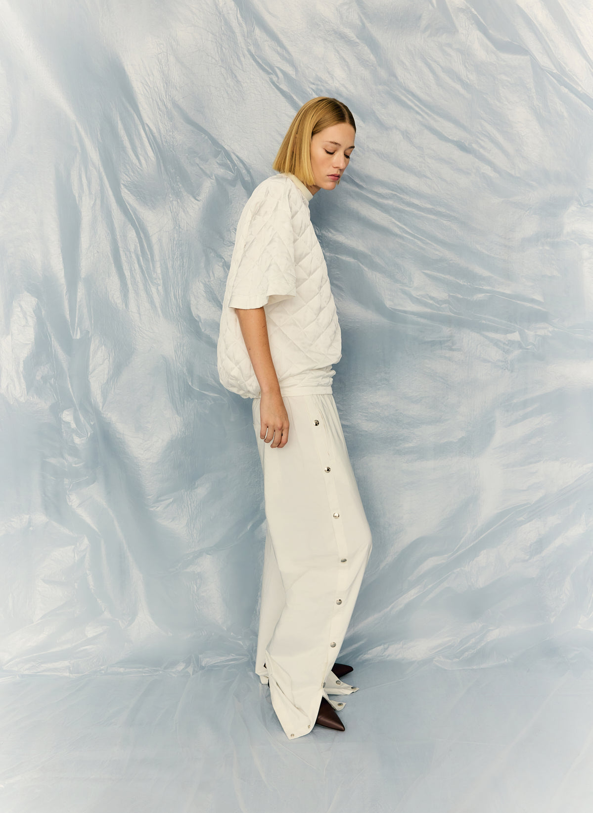Tibi Nylon Snap Pull On Jogger