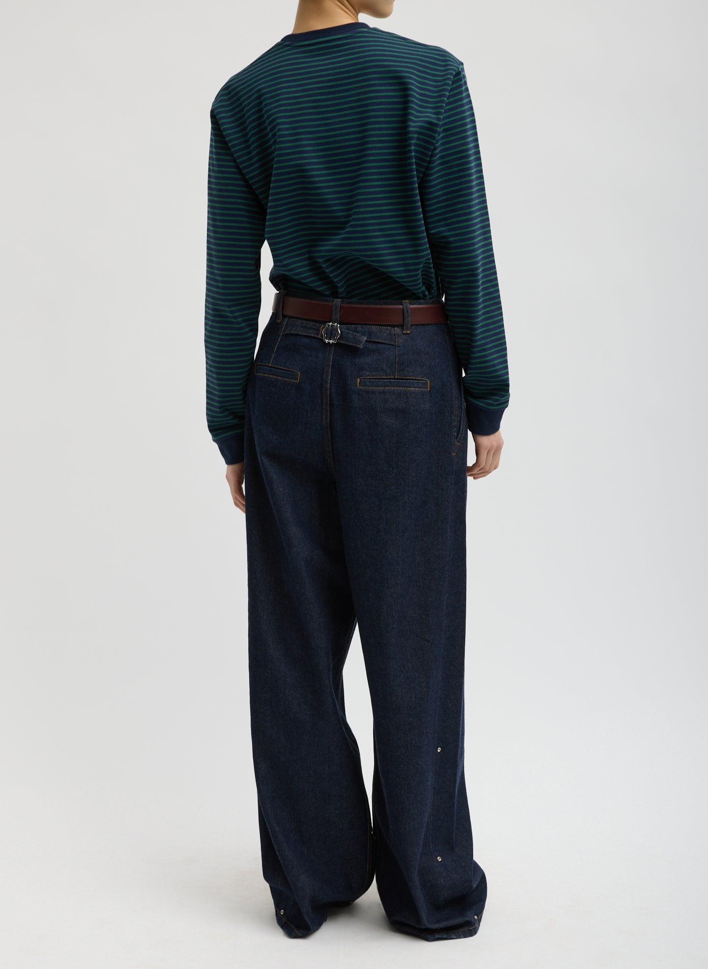 Tibi Indigo Denim Triple Pleat Jean