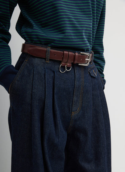 Tibi Indigo Denim Triple Pleat Jean