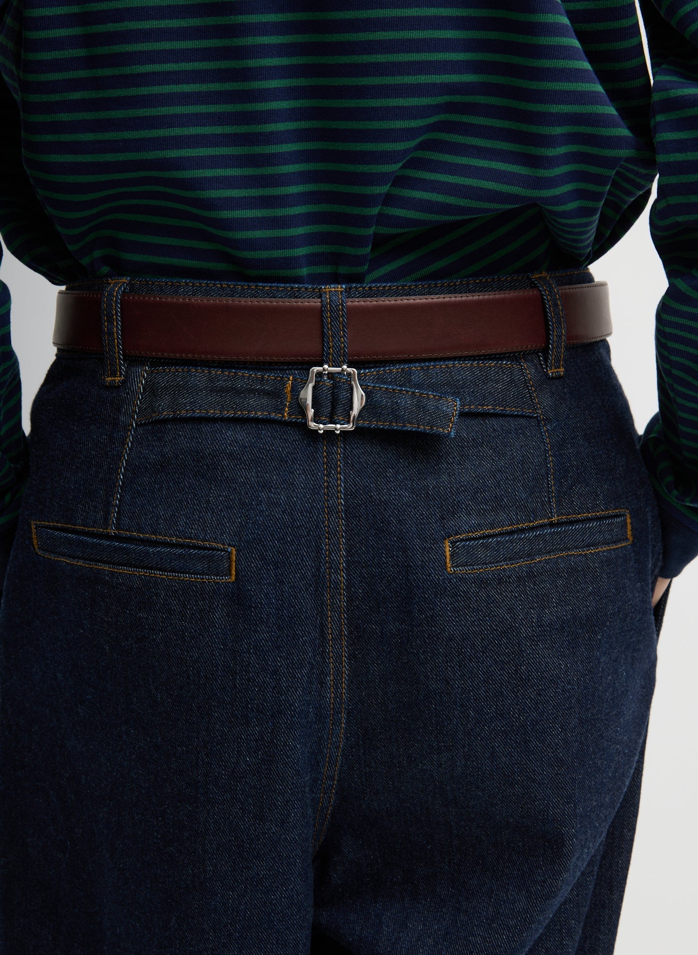 Tibi Indigo Denim Triple Pleat Jean