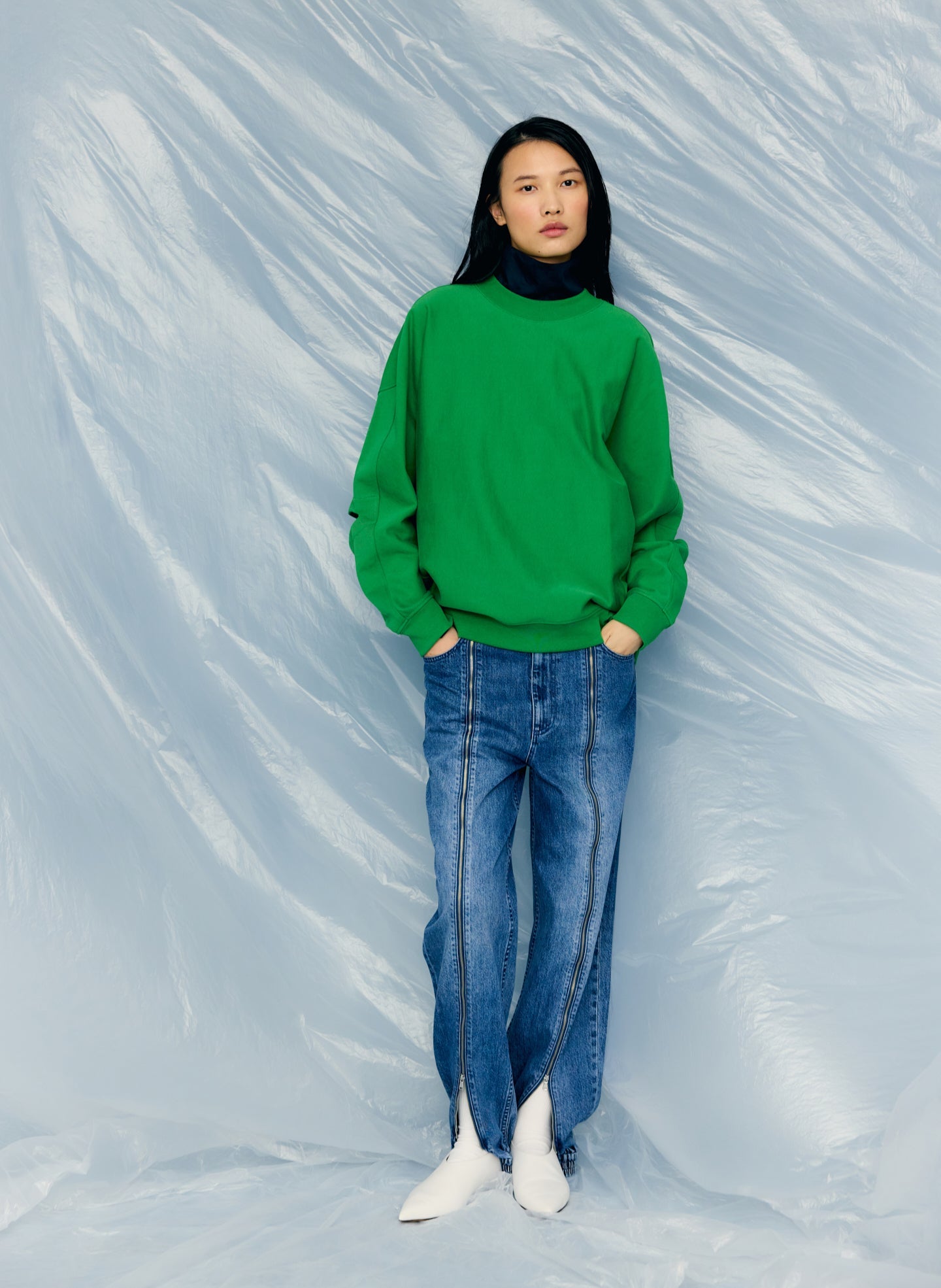 Tibi Zippered Denim Jogger