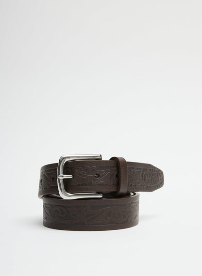 Tibi Classic Men's Tooled Leather Belt