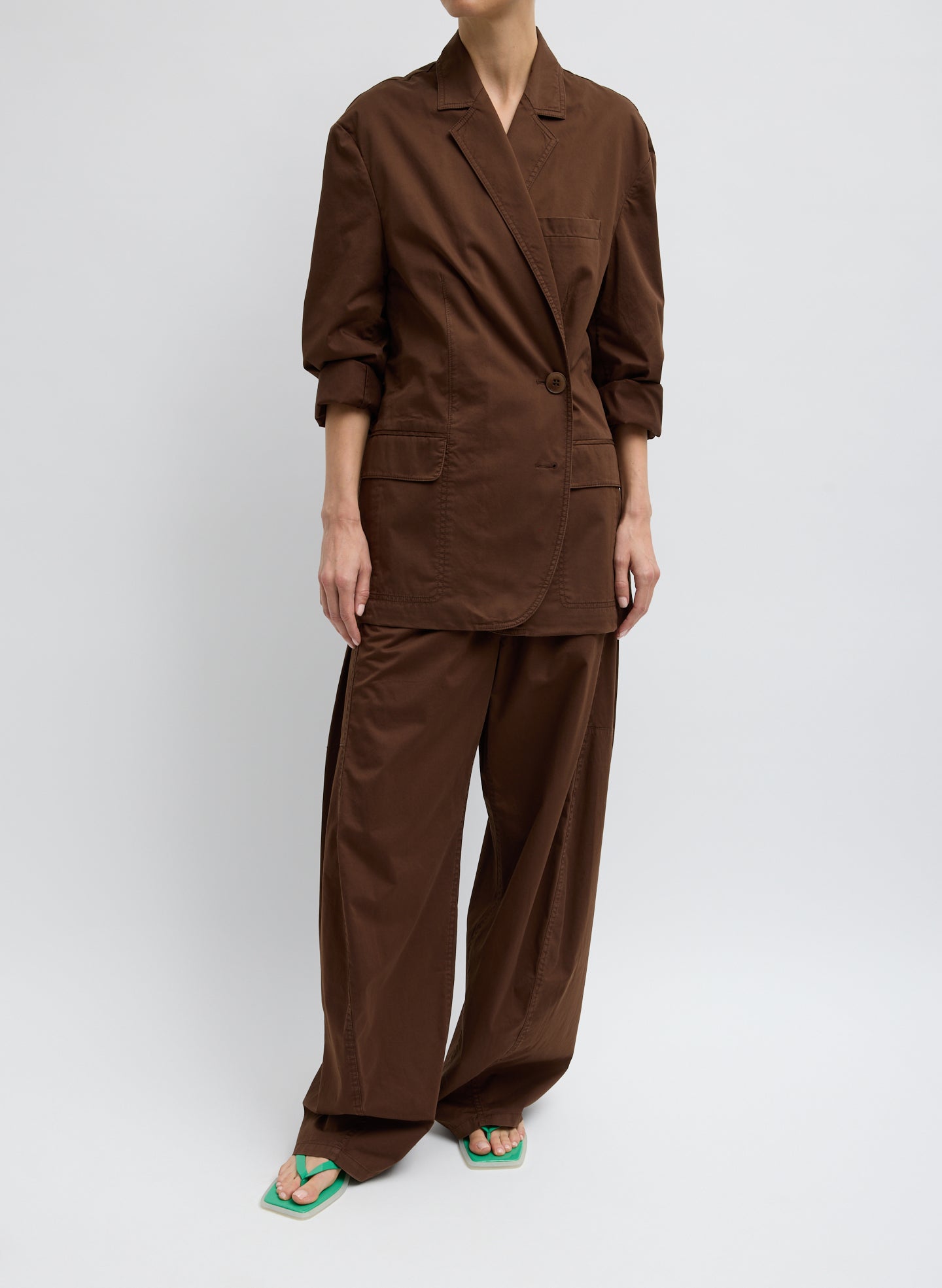 Tibi Garment Dyed Silky Cotton Liam Blazer