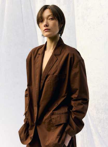 Tibi Garment Dyed Silky Cotton Liam Blazer