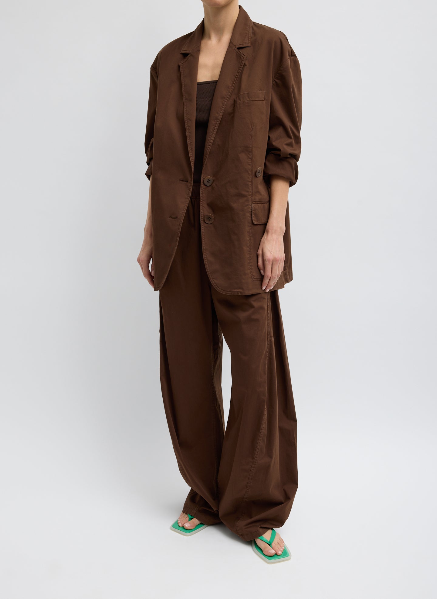 Tibi Garment Dyed Silky Cotton Liam Blazer