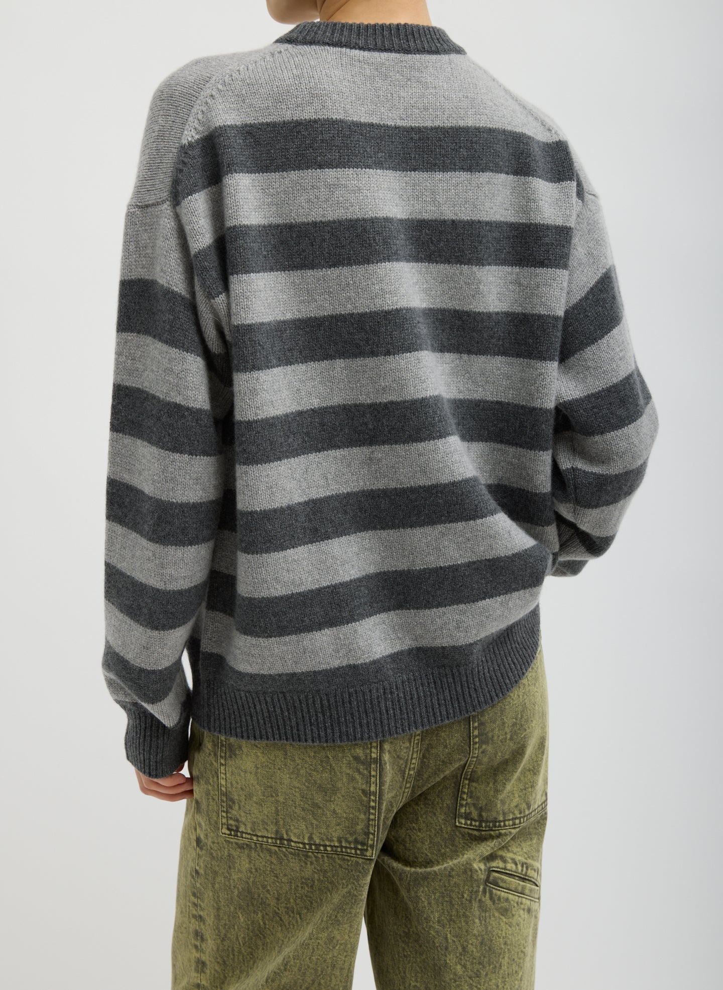 Tibi Striped Cashmere Crewneck Easy Pullover