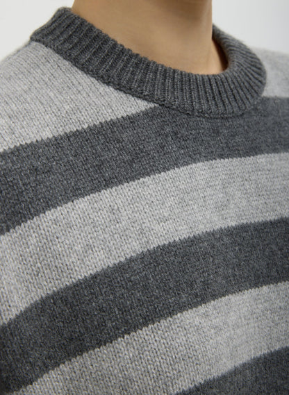 Tibi Striped Cashmere Crewneck Easy Pullover